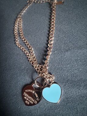 Tiffany & Co. Women's silver Chain Necklace with Blue Heart Pendant